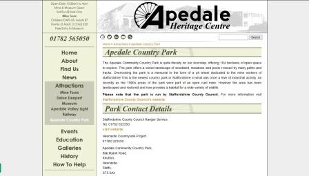 image of the Apedale Community Country Park website