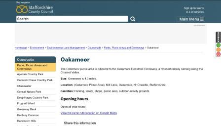 image of the Oakamoor picnic area website