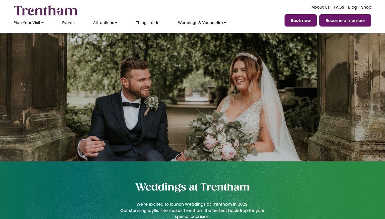 image of the Weddings at Trentham webpage