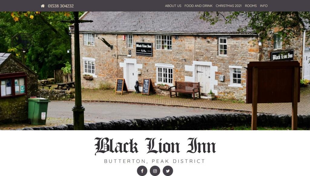 image of the Black Lion Inn website