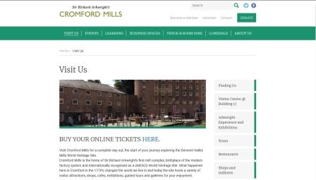 image of the Derwent Valley Mills website page
