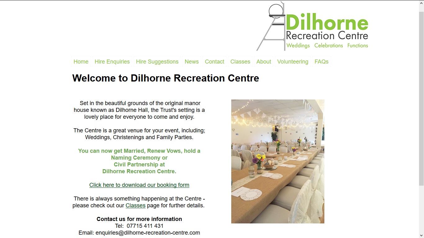 image of the Dilhorne Recreation Centre website