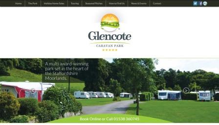 image of the Glencote Caravan Park website