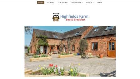 image of the Highfields Farm website