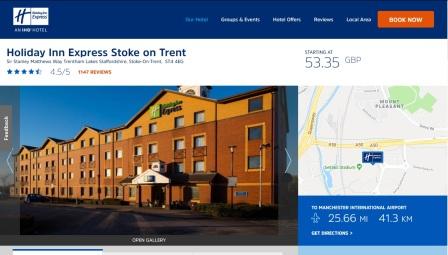 image of the Holiday Inn Express website