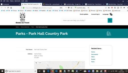 image of the Park Hall Country Park website