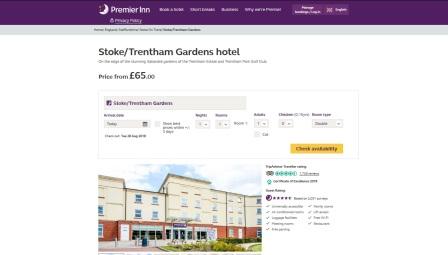 image of the Premier Inn Hotel Stoke website