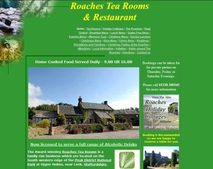 image of the Roaches Tea Rooms website